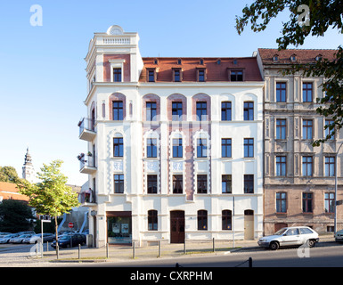 Renovierte Wohngebäude, Wohnhaus, Volksbegeisterung Periode, Görlitz, Oberlausitz, Lusatia, Sachsen, PublicGround Stockfoto