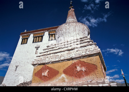 Chorten oder Gompa, Deskit oder Kloster Diskit, Hunder, Nubra Valley, Ladakh, Jammu und Kaschmir, indischen Himalaya, Nord-Indien Stockfoto