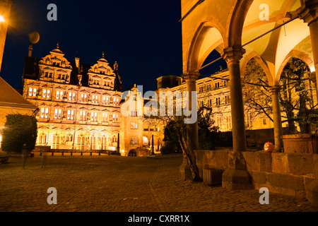 Schloss Heidelberg Schloss bei Nacht, Heidelberg, Baden-Württemberg, Deutschland, Europa Stockfoto