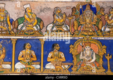 Wandmalerei, Chola Kunst, Brihadisvara oder Brideshwarar-Shiva-Tempel, Thanjavur, ehemals Thanjavur, Tamil Nadu, Südindien Stockfoto