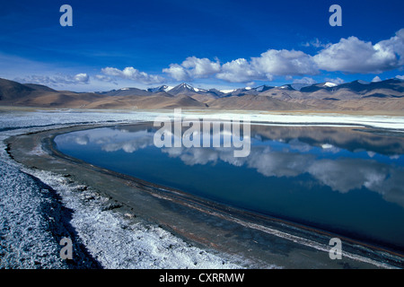 TSO Khar oder Tsokhar hoch gelegenen Salzsee, Changthang, Ladakh, indischen Himalaya, Jammu und Kaschmir, Nordindien, Indien, Asien Stockfoto