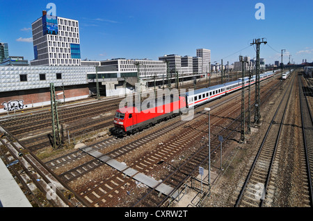 Gleisanlagen oder Bahnhof verfolgt in der Nähe von Donnersbergerbruecke Brücke, München, Bayern, Deutschland, Europa Stockfoto