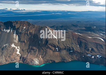 Luftaufnahme, Askja Caldera und Oeskjuvatn Crater Lake, Highland, Island, Europa Stockfoto