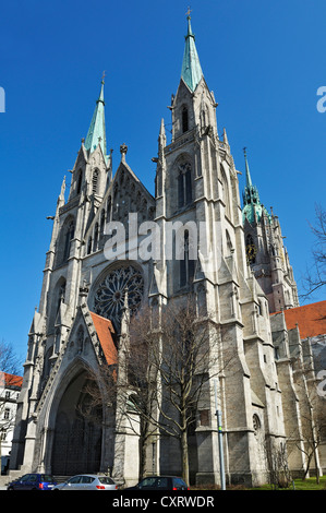 Katholische Kirche St. Paul, Paulskirche Kirche, neugotischen Architektur, München, Bayern Stockfoto