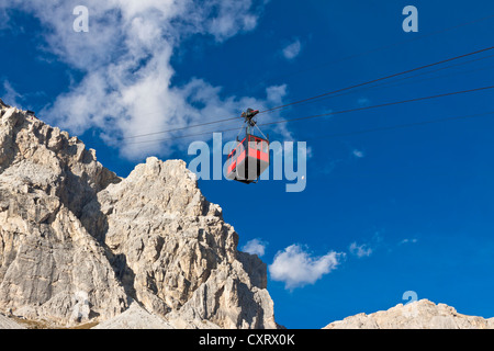 Seilbahn, Mt Lagazuoi, 2778 m, Falzarego-Pass, Dolomiten, Italien, Europa Stockfoto