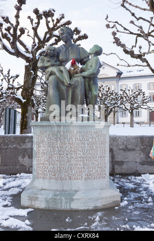 Denkmal von Paracelsus, 1493-1541, Arzt, Alchemist, Astrologe und Philosoph, Einsiedeln, Kanton Schwyz Stockfoto
