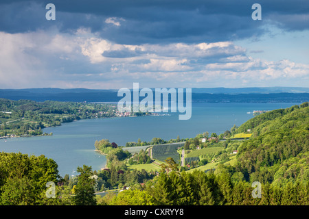 Blick vom Klingenzell am westlichen Ende des Bodensees, die Halbinsel Hoeri, links, am Schweizer Ufer des Bodensees Stockfoto