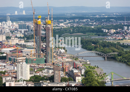 Europäische Zentralbank, EZB, Neubau unter Konstruktion, Frankfurt Am Main, Hessen, Deutschland, Europa Stockfoto