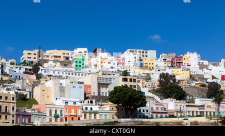 Bunten verschachtelten Häusern im Stadtteil San Juan, Las Palmas de Gran Canaria, Gran Canaria, Kanarische Inseln, Spanien, Europa Stockfoto