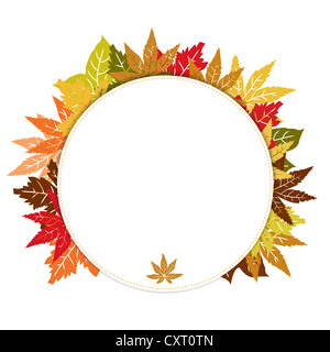 Vektor-Runde Rahmen im Herbst Blätter. Stockfoto