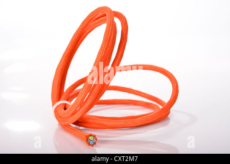 3-Strang, elektrische Kabel mit orange-Beschichtung Stockfoto