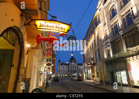 Krebsenkellers Restaurant, Sackstraße Straße und Rathaus, Graz, Steiermark, Österreich, Europa, PublicGround Stockfoto