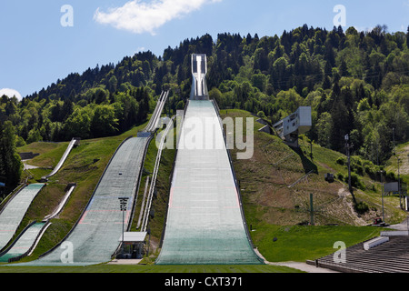 Ski springt im Olympiastadion, Garmisch-Partenkirchen, Werdenfelser Land Region, Upper Bavaria, Bayern, PublicGround Stockfoto
