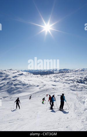 Skigebiet am Krippenstein Mountain, Dachsteingebirge, Salzkammergut, Oberösterreich, Österreich, Europa Stockfoto