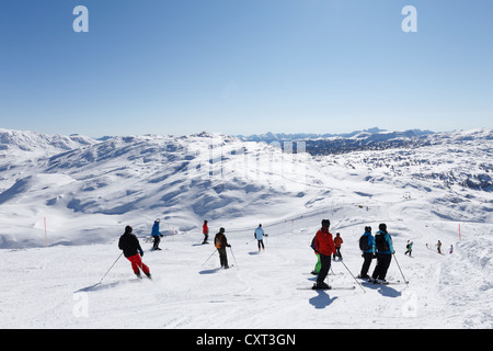 Skigebiet am Krippenstein Mountain, Dachsteingebirge, Salzkammergut, Oberösterreich, Österreich, Europa, PublicGround Stockfoto