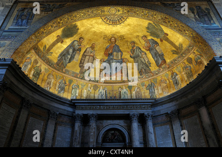 Innenansicht, Mosaik, Basilika San Paolo Fuori le Mura, Basilika Sankt Paul vor den Mauern, Rom, Italien, Europa Stockfoto