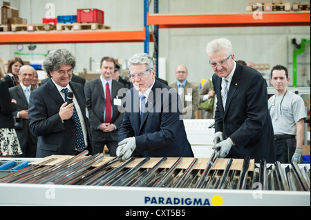 Antrittsbesuch des Bundespräsidenten Joachim Gauck und seine Partnerin Daniela Schadt in Baden-Württemberg, Firmenrundgang im Ritter Stockfoto