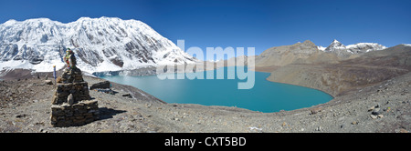 Tilicho See, 4920 m hoch, als die "höchste See der Welt", Panorama, Annapurna Region, Nepal, Asien Stockfoto