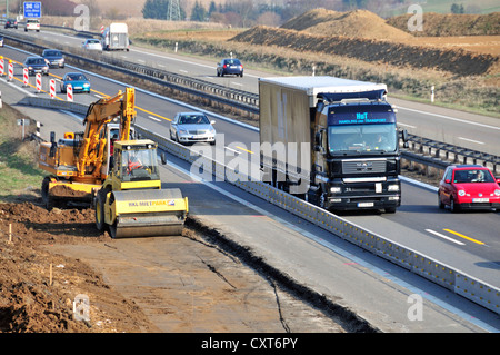 Erweiterung der A8 Autobahn, Autobahn, neue Straße von Wendlingen nach Ulm in der Nähe von Dornstadt hinten Bauprojekt Stuttgart 21 Stockfoto