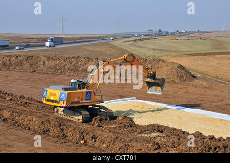 Liebherr R944B verfolgen, Bagger, Baustelle, Bauprojekt Stuttgart 21, neue Track-Projekt zwischen Wendlingen und Ulm Stockfoto