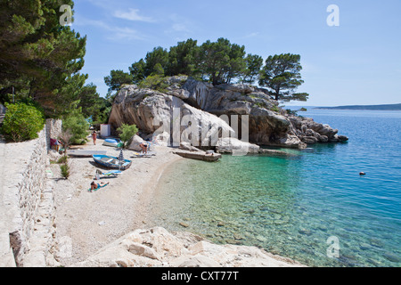 Der Strand am Podrace, Brela, Makarska Riviera, Dalmatien, Kroatien, Europa Stockfoto