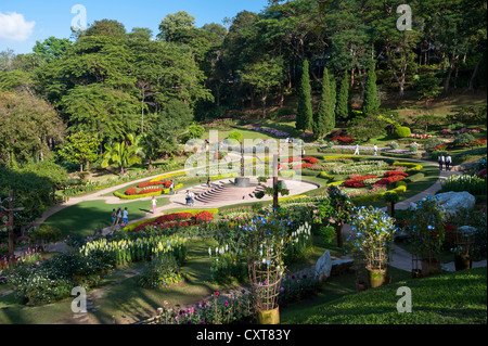 Mae Fah Luang Gärten, Royal Flower Garden, Royal Village, Doi Tung Entwicklungsprojekt, Provinz Chiang Mai, Nordthailand Stockfoto