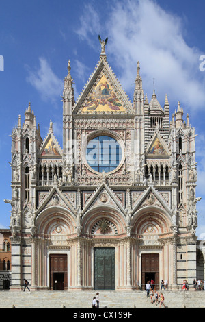 Hauptfassade von Giovanni Pisano, Dom von Siena, Kathedrale Santa Maria Assunta, Siena, Toskana, Italien, Europa Stockfoto