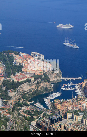 Alte Stadt von Monaco aus das Tête du Chien, Côte d ' Azur, Fürstentum Monaco, Mittelmeer, Europa Stockfoto