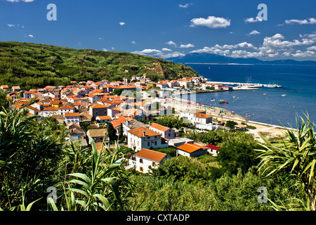 Dalmatinischen Insel Susak Dorf und Hafen, Kroatien Stockfoto