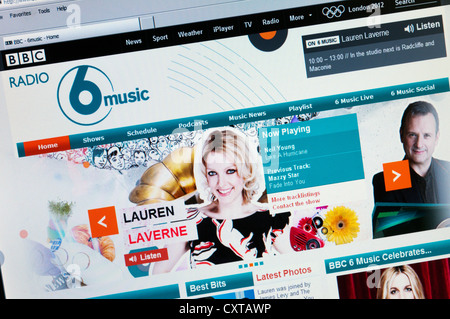 Die BBC Radio 6 Music Website. Stockfoto