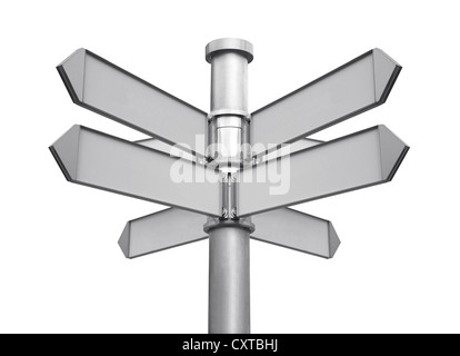 Leere Schild geschossen auf weißem Hintergrund Stockfoto