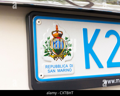 Kfz-Kennzeichen von Republik San Marino Stockfoto