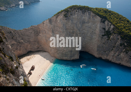 Navagio, das berühmte Schiffswrack Strand auf der Insel Zakynthos, Griechenland. Stockfoto