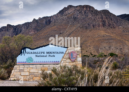 Guadalupe Mountains Nationalpark Marker Zeichen Stockfoto