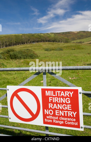 Militärischen Schießplatz Zeichen, Lulworth Militär Range, Dorset Stockfoto