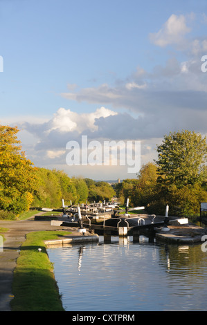 Einen ruhigen Nachmittag in Hatton sperrt am Grand Union Canal bei Hatton, Warwickshire, England Stockfoto