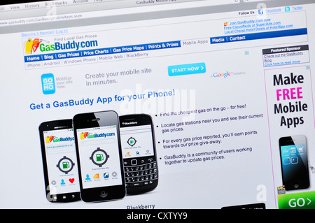 GasBuddy Webseite - online-Benzinpreise Stockfoto