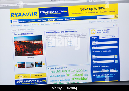 Website von Ryanair Budget Airlines - Online-Flüge Stockfoto