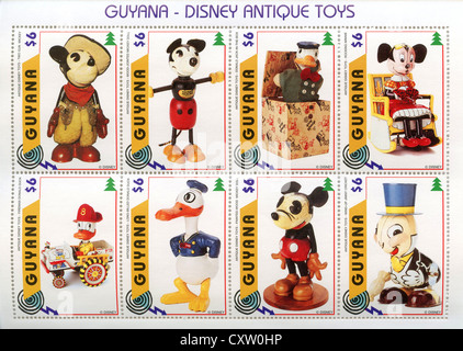 Guyana Briefmarken - Disney-Comic-Figuren - Vintage Spielzeug und Figuren Stockfoto