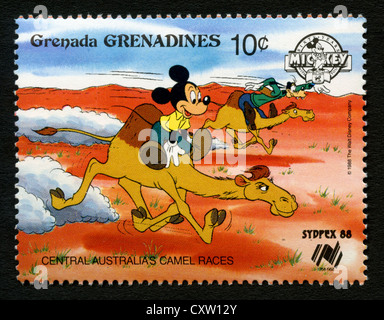 Grenada-Briefmarke - Disney-Comic-Figuren - Mickey Mouse Stockfoto