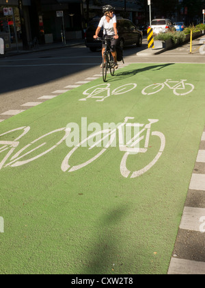 Zwei-Wege-Bike Lane, Vancouver, Kanada Stockfoto