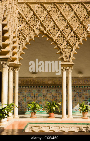 Real Alcazar, Patio del Crucero, Sevilla, Spanien Stockfoto