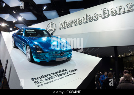 Weltpremiere des Mercedes Benz SLS AMG Electric Drive Sportwagen auf der Paris Motor Show 2012 Stockfoto