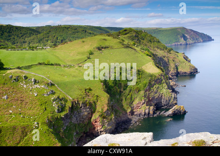 Devon Küste im Tal der Felsen in der Nähe von Lynton in Devon. Stockfoto