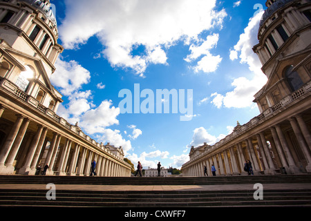 Königin Mary und König Wilhelm Gericht im Old Royal Naval College Greenwich, London, England, Vereinigtes Königreich Stockfoto