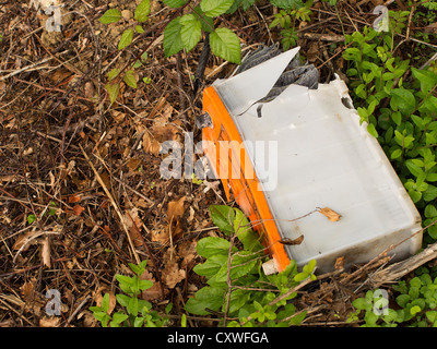 Umweltverschmutzung - verlassene alte Batterie Stockfoto