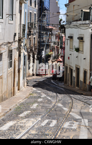 Straßenbahn 28 Route Lissabon, portugal Stockfoto