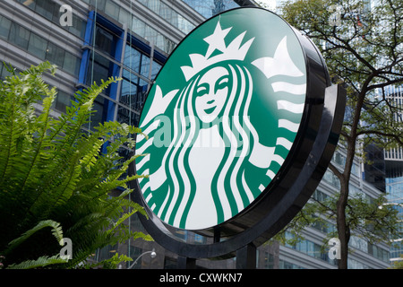 Starbucks Zeichen, Logo außen Stockfoto
