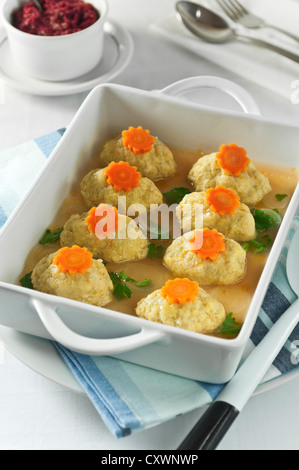 Gefilte Fisch Pochierter Fisch Knödel Stockfoto