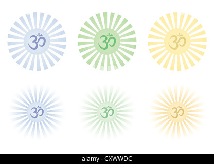 Set aus glänzendem Om Zeichen Stockfoto